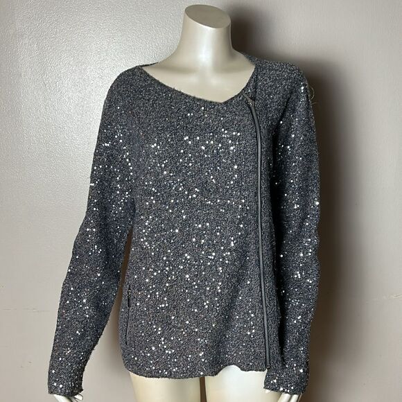 Chico’s Sage Sequin Cardigan Sweater XL 3 jacket shirt top sparkly festive moto - Picture 10 of 10